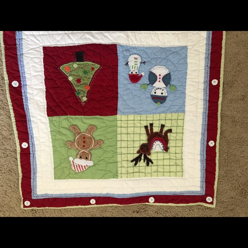 Pottery Barn holiday/ Xmas quilt. With 2 shams